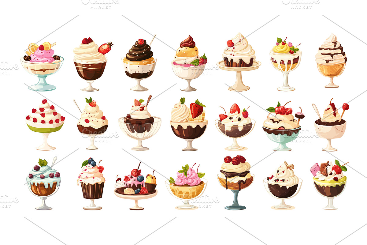 Cartoon ice cream. Vanilla caramel, a Food Illustration by Stock-Smart-Start