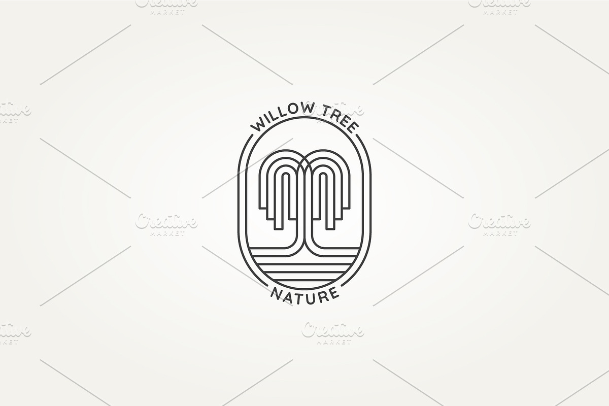 willow tree nature line art logo, a Branding & Logo Template by Blazybone