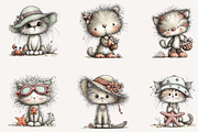 Whimsical summer cat clipart, an Illustration by Designworld (Thumbnail 4 of 4)