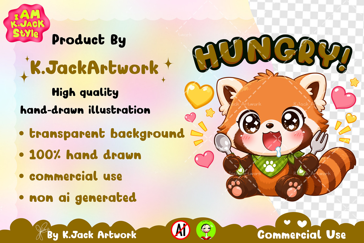 Hungry Red Panda Animal Clipart, an Animal Illustration by K.JackArtwork (Photo 5 of 6)
