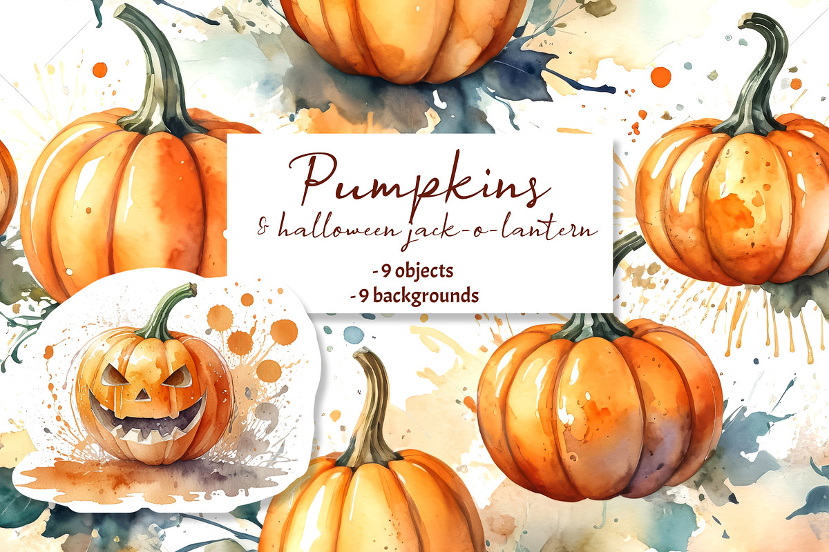 Pumpkins & halloween jack-o-lantern, an Object Graphic by Ligrenok Art (Photo 1 of 3)