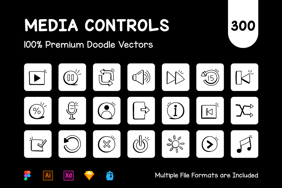 Media Controls Icons, an Outline Icon by Brickclay (Photo 2 of 11)