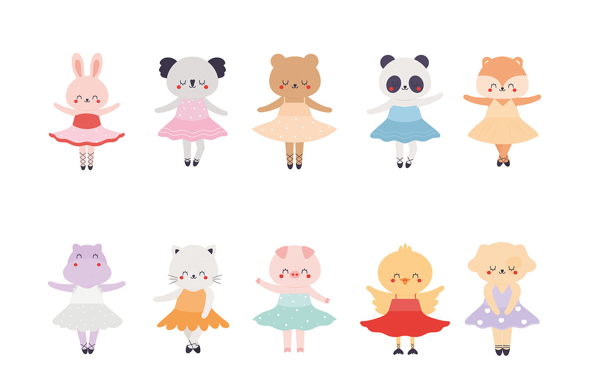 Cute Animal Ballerinas Set
