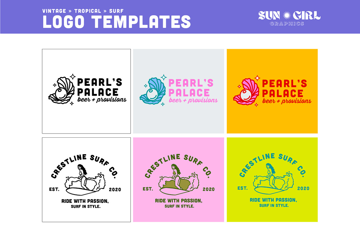 Vintage Tropical Surf Logo Templates, a Branding & Logo Template by sungirlgraphics (Photo 11 of 12)