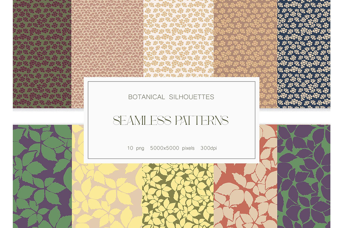 Botanical Silhouette Patterns, a Pattern Graphic by NatalieArtsDenysenko (Photo 1 of 8)