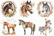 Watercolor Floral Horse Clipart, an Illustration by Craft Nest (Thumbnail 3 of 6)