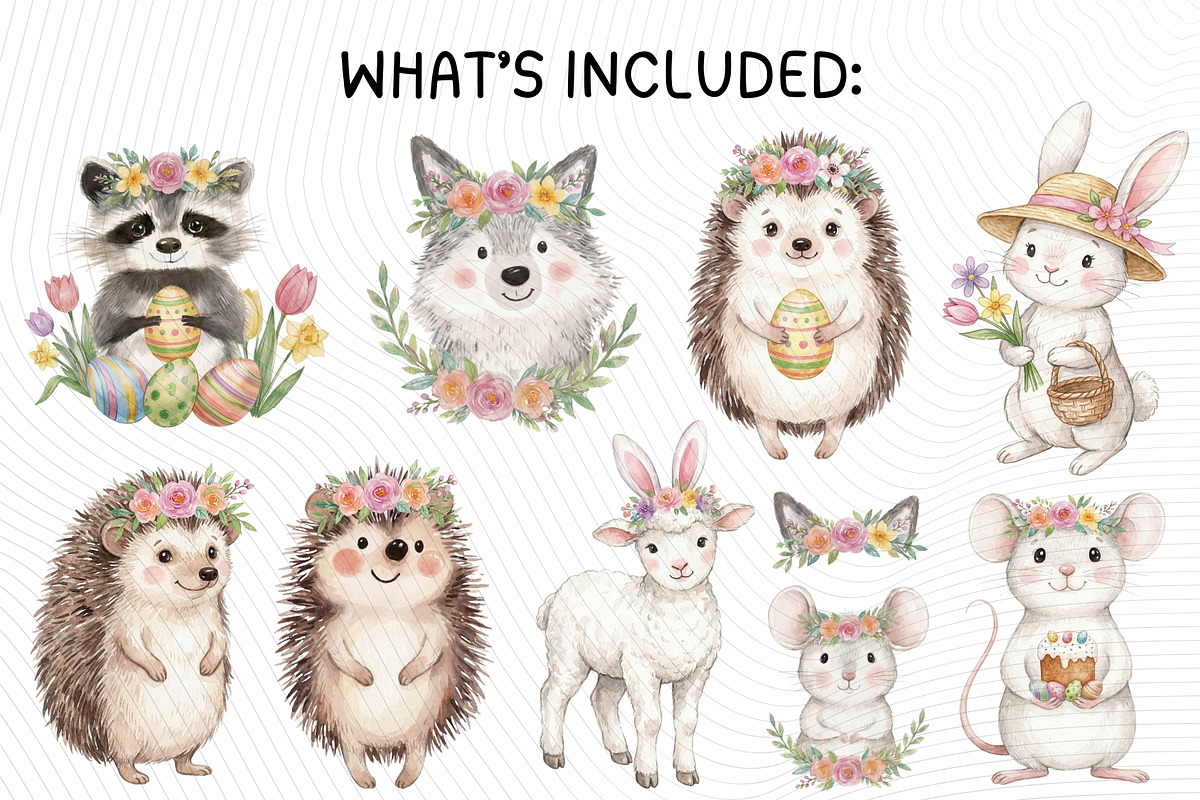 Easter Animals Watercolor Clipart, an Animal Illustration by PassionPNGcreation (Photo 2 of 7)