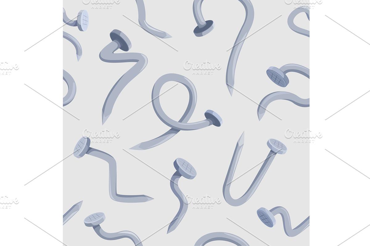 Steel nails seamless pattern. Curved, an Illustration by Valerie Bodnar