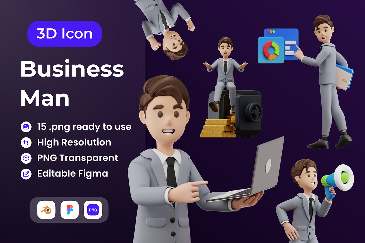 Business Man 3D Illustration, a Characters & Person 3D Model by Vektora Studio