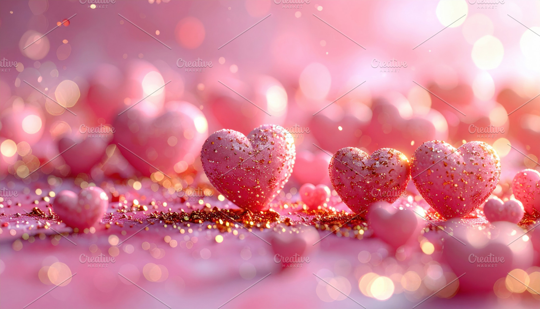 Glitter Pink Hearts Romantic Background, a Background Photo by Davizro's Market