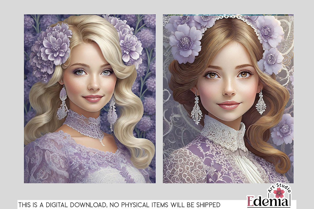 Lavender Female Characters Papers, a Wallpaper Graphic by EdeniaArtStudio (Photo 2 of 7)