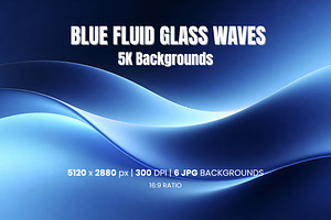 Blue Fluid Glass Waves 5K Wallpapers, a Wallpaper Graphic by Pulsecolor