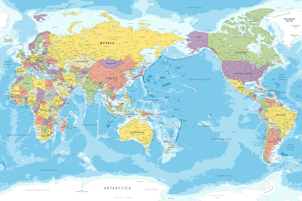 Vector World Map - Pacific View, a Graphic by PorcuPen Works (Photo 2 of 6)