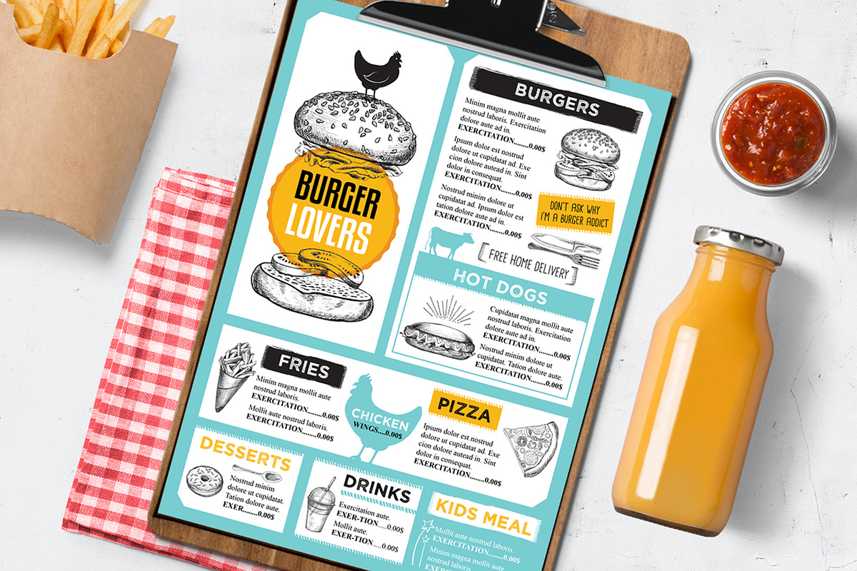 FREE! Trifold + Food Menu Burger, a Brochure Template by BarcelonaShop (Photo 3 of 4)