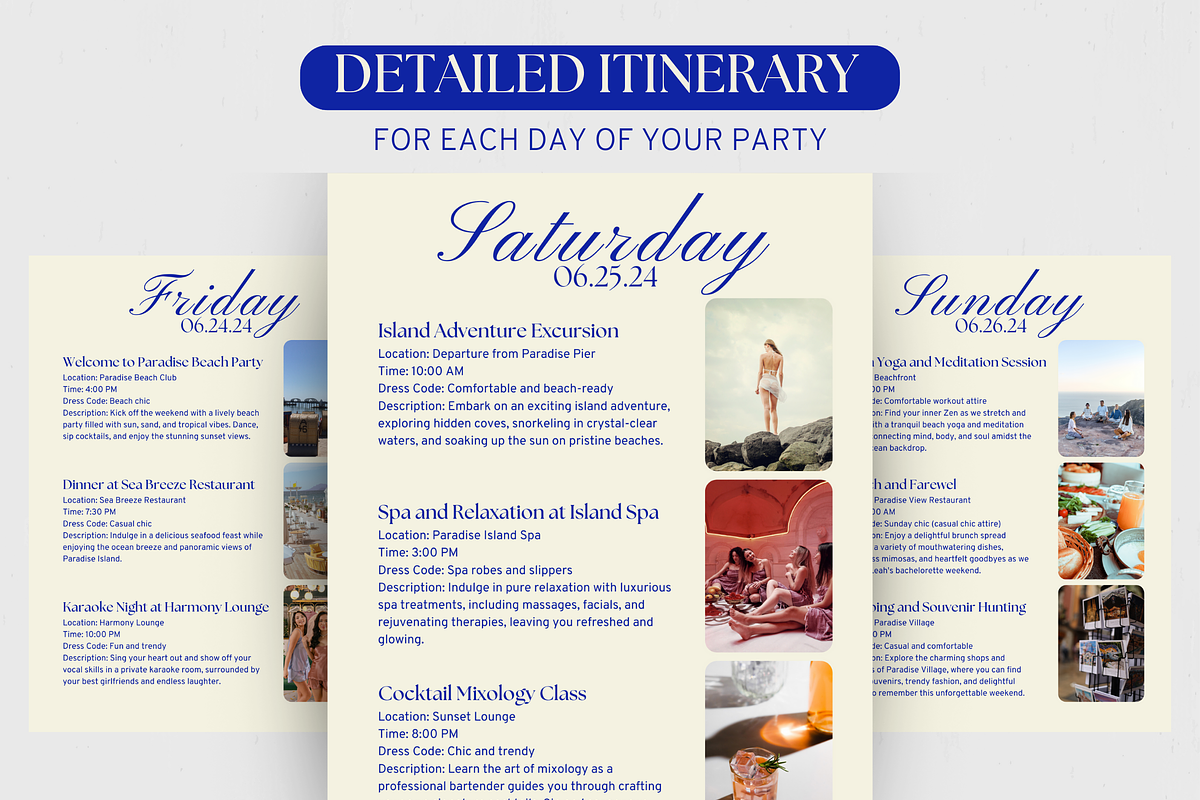 Bachelorette Itinerary Template, an Invitation Template by Story Native (Photo 5 of 10)