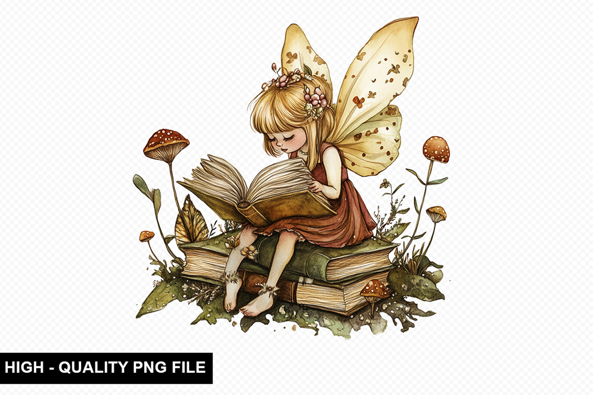 Fairy Whimsical Reading Clipart Bund, an Illustration by crative8112 (Photo 3 of 10)
