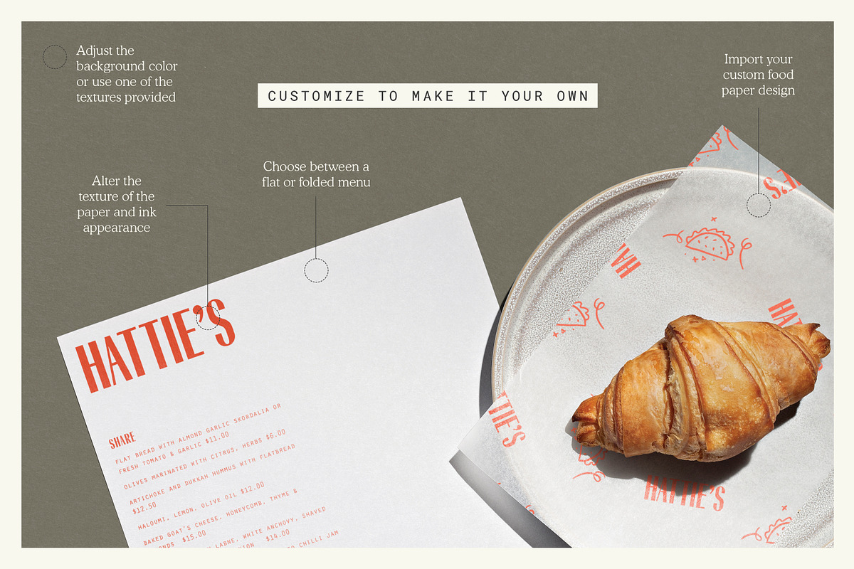Menu + Food Paper Mockup #1, a Packaging Mockup by mockstar (Photo 3 of 6)