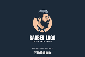 Barber Simple Mascot logo