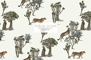 Safari. Seamless Patterns Panorama