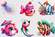 Quirky Whimsical Summer Fishes Clipa, an Illustration by Black Bird Studio (Thumbnail 3 of 6)