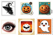 Halloween Postage Stamp Sublimation, an Illustration by DreamArtGraphic (Thumbnail 2 of 5)