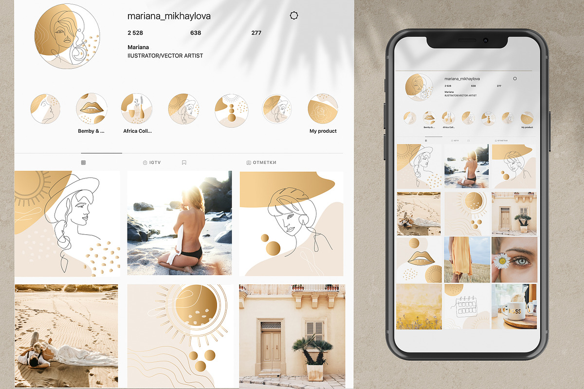 Instagram Bundle Gold for Girls, an Illustration by WildStrawberry Magic (Photo 6 of 7)