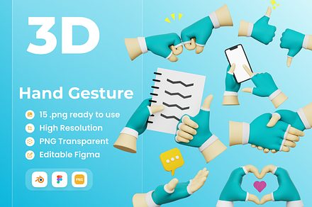 Hand Gesture 3D Illustration