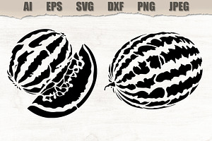 Stencils Watermelon Fruit Vector, a Food Illustration by MARYCRAFTIRIA