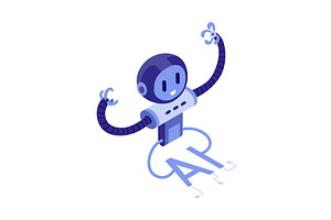 Isometric artificial intelligence, a Technology Illustration by the8monkey