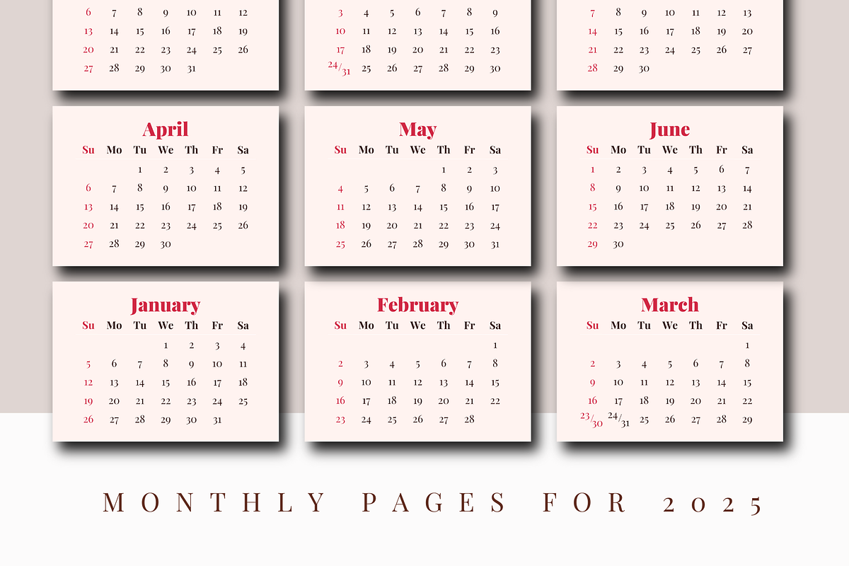 2025 CALENDAR CANVA TEMPLATE, a Stationery Template by The Little Lily Studio (Photo 3 of 5)