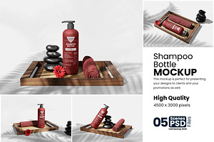 Shampoo Bottle Mockup Set, a Packaging Mockup by bimockup