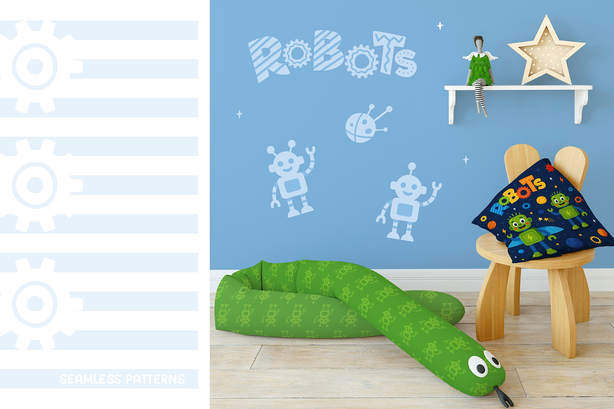 Robots and space. Vector pattern, a Pattern Graphic by LartGraphics (Photo 6 of 12)
