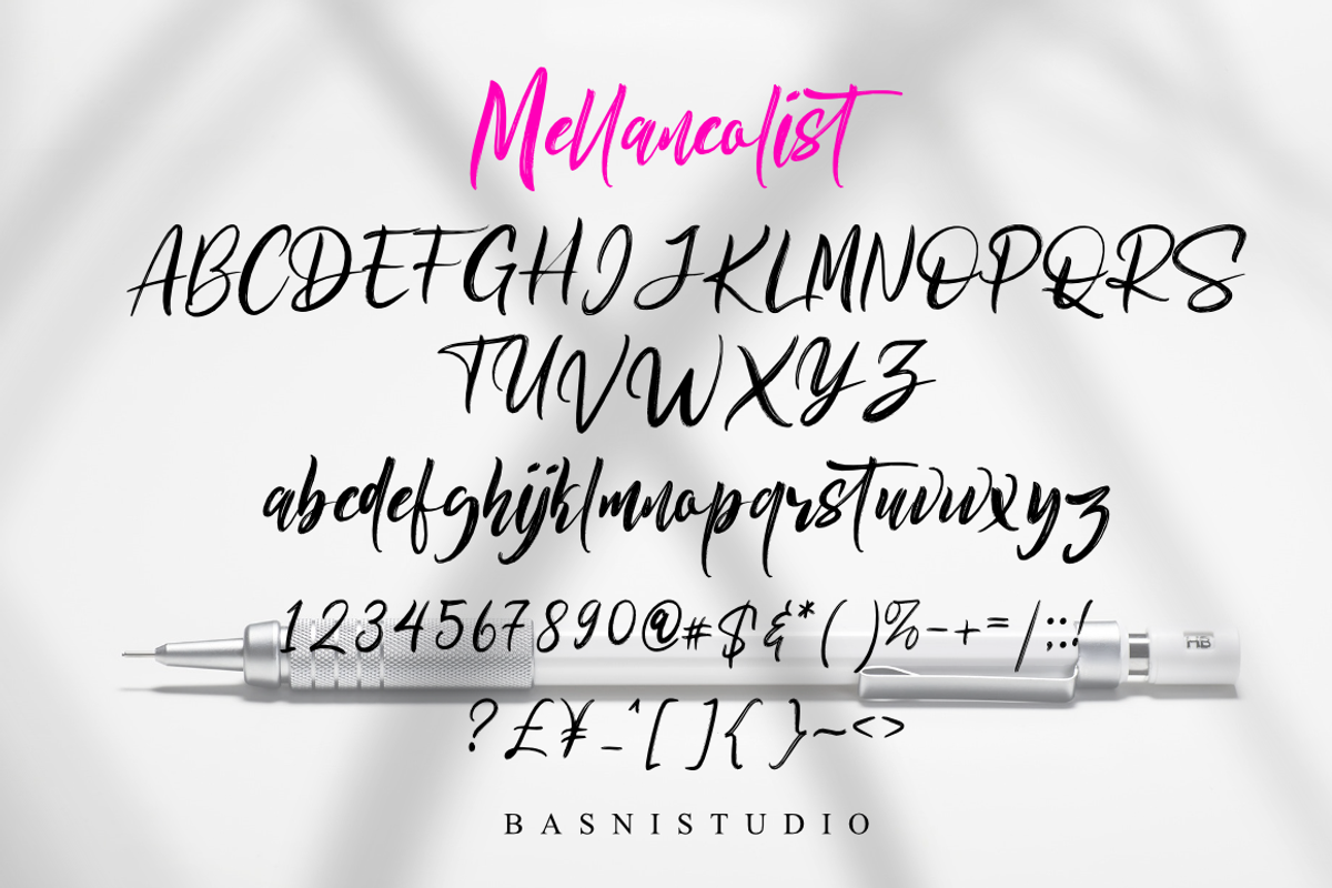 Mellancolist- Handwritten Font, a Script Font by Basnistudio (Photo 6 of 6)
