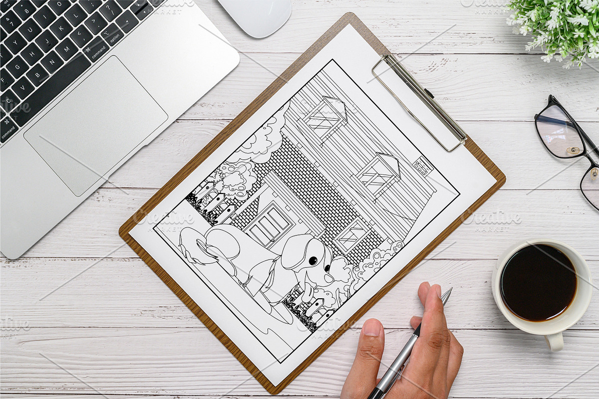 237 Cute Dog Coloring Pages Vector, an Animal Illustration by Blue Digital Studio (Photo 3 of 9)