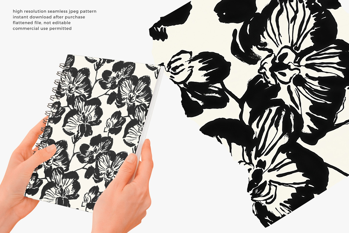 monochrome orchid seamless pattern, a Pattern Graphic by Pink Studio Art (Photo 4 of 4)
