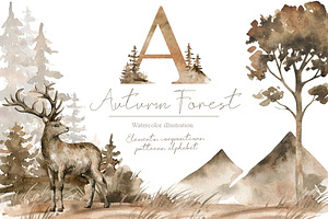 Autumn Forest. Watercolor set, an Animal Illustration by Kreker Kate