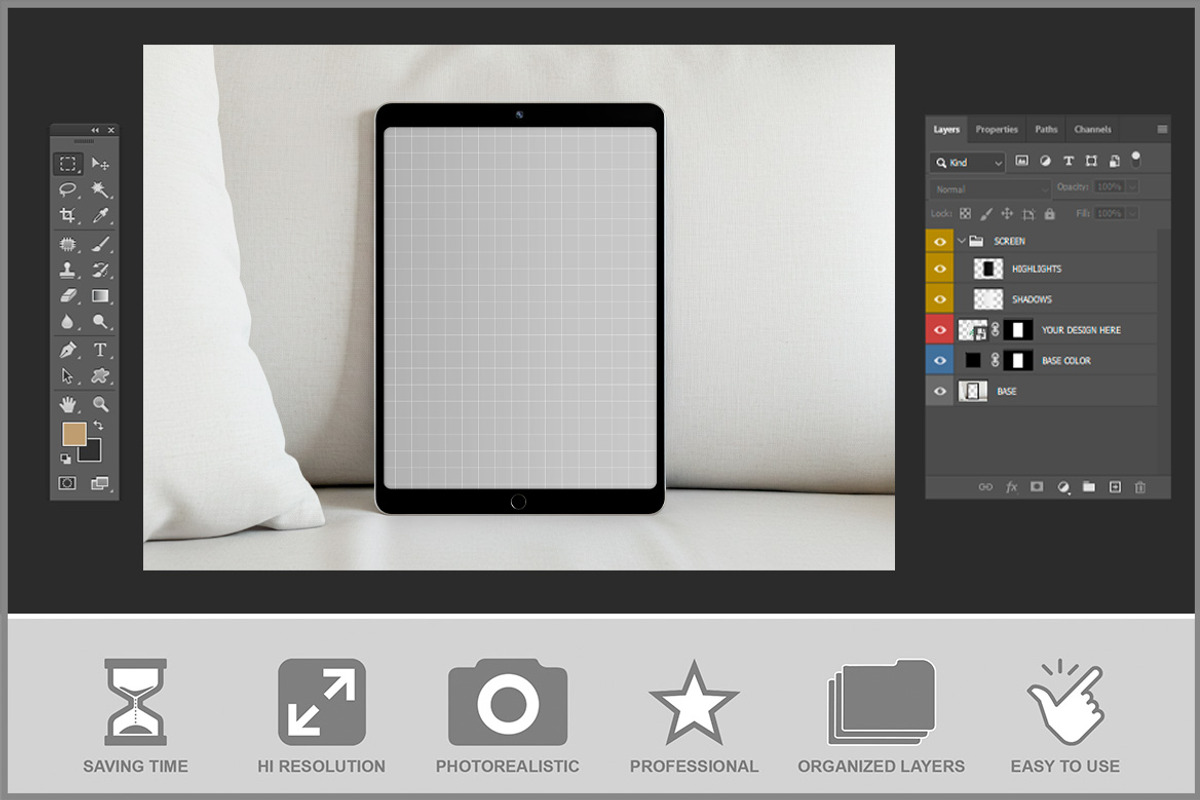 Tablet Mockup on Sofa PSD, an iPad Mockup by Bruno's Shop (Photo 3 of 4)