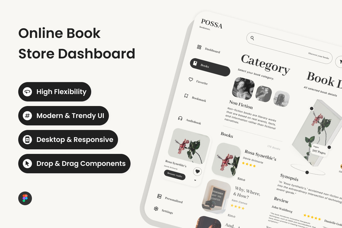 Possa  Online Book Store Dashboard by Twinstd  Creative Market