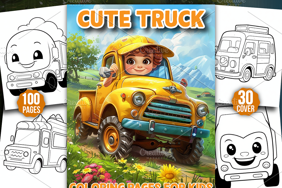 Cute Truck Coloring Pages for Kids, a Stationery Template by Design Station (Photo 1 of 4)