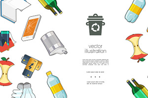 Flat garbage colorful template