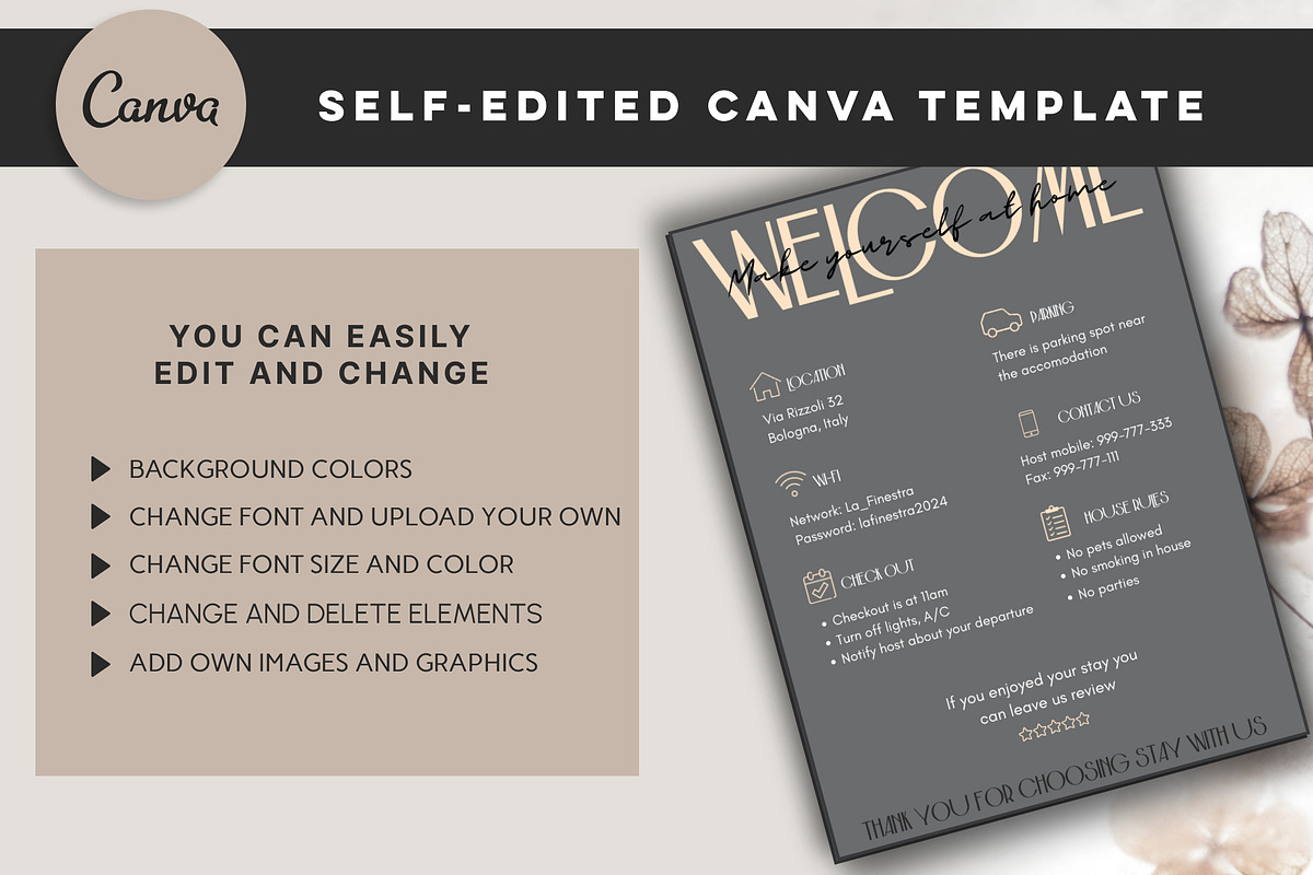 Welcome sign for Airbnb hosts Canva, a Presentation Template by Design House (Photo 4 of 7)
