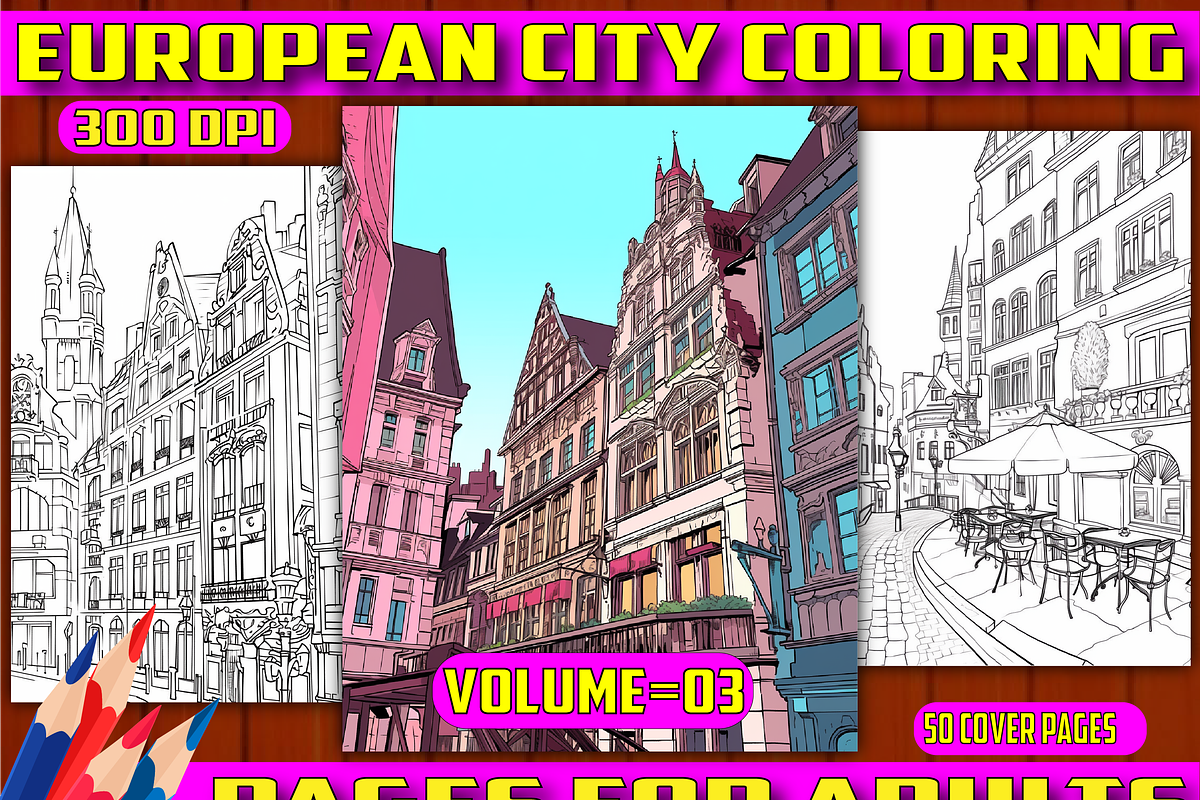 European City Coloring Pages Vol 03, a Decorative Illustration by Daisy ...