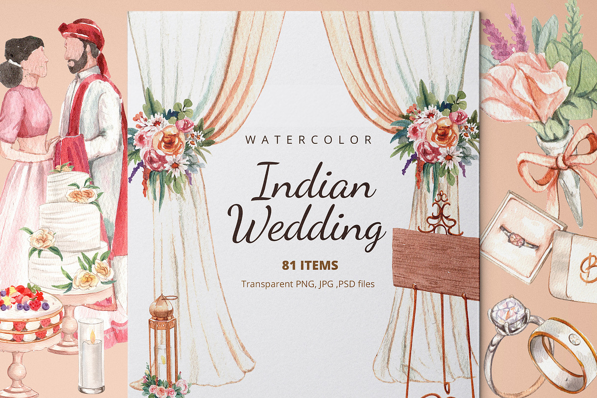 Indian Wedding Watercolor, a Person Illustration by CreativeValuation (Photo 1 of 13)