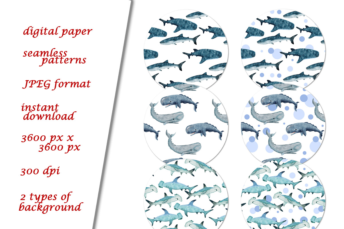 Sea Animals Clipart & Patterns, a Pattern Graphic by Lagmar Design (Photo 5 of 12)