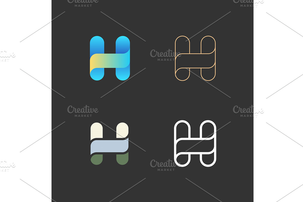 Letter H logo vector set. Abstract, a Branding & Logo Template by Bureau
