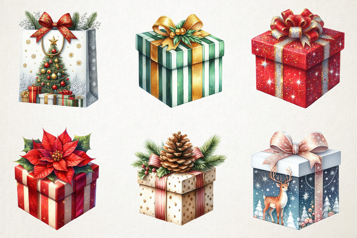 Christmas Presents & Wrapping Clipar, an Illustration by RobertsArt (Photo 5 of 7)