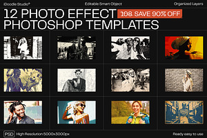 12 Photo Effect Templates, a Layer Style Add-On by iDoodle Studio