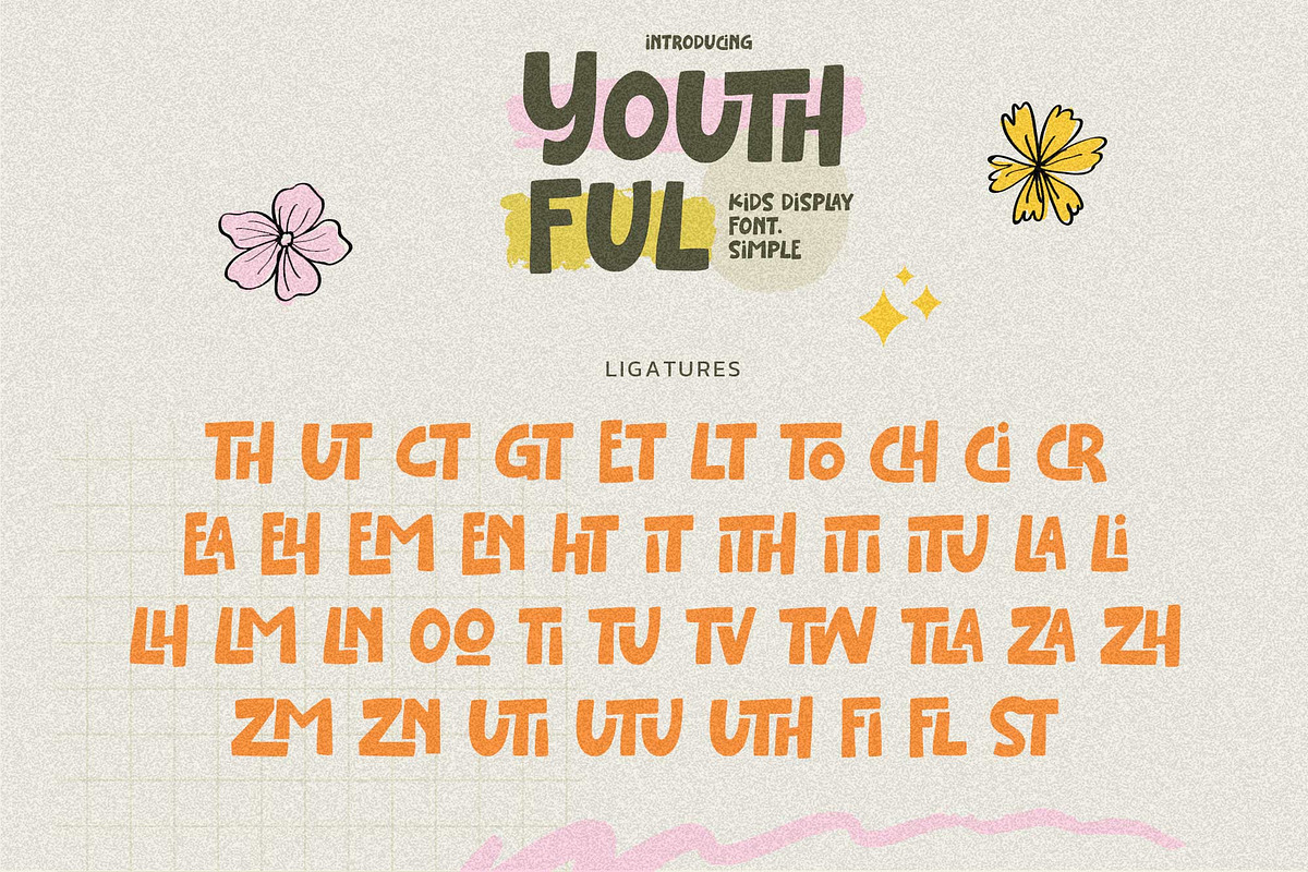 Youthful - Kids Display Font Simple, a Sans Serif Font by Gassstype (Photo 5 of 8)