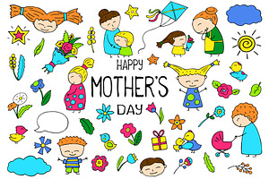 Happy Mother's Day Vector Set, a Person Illustration by RabbitAndPencil