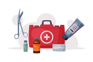 First Aid Kit Box with Medical, an Object Illustration by TopVectors